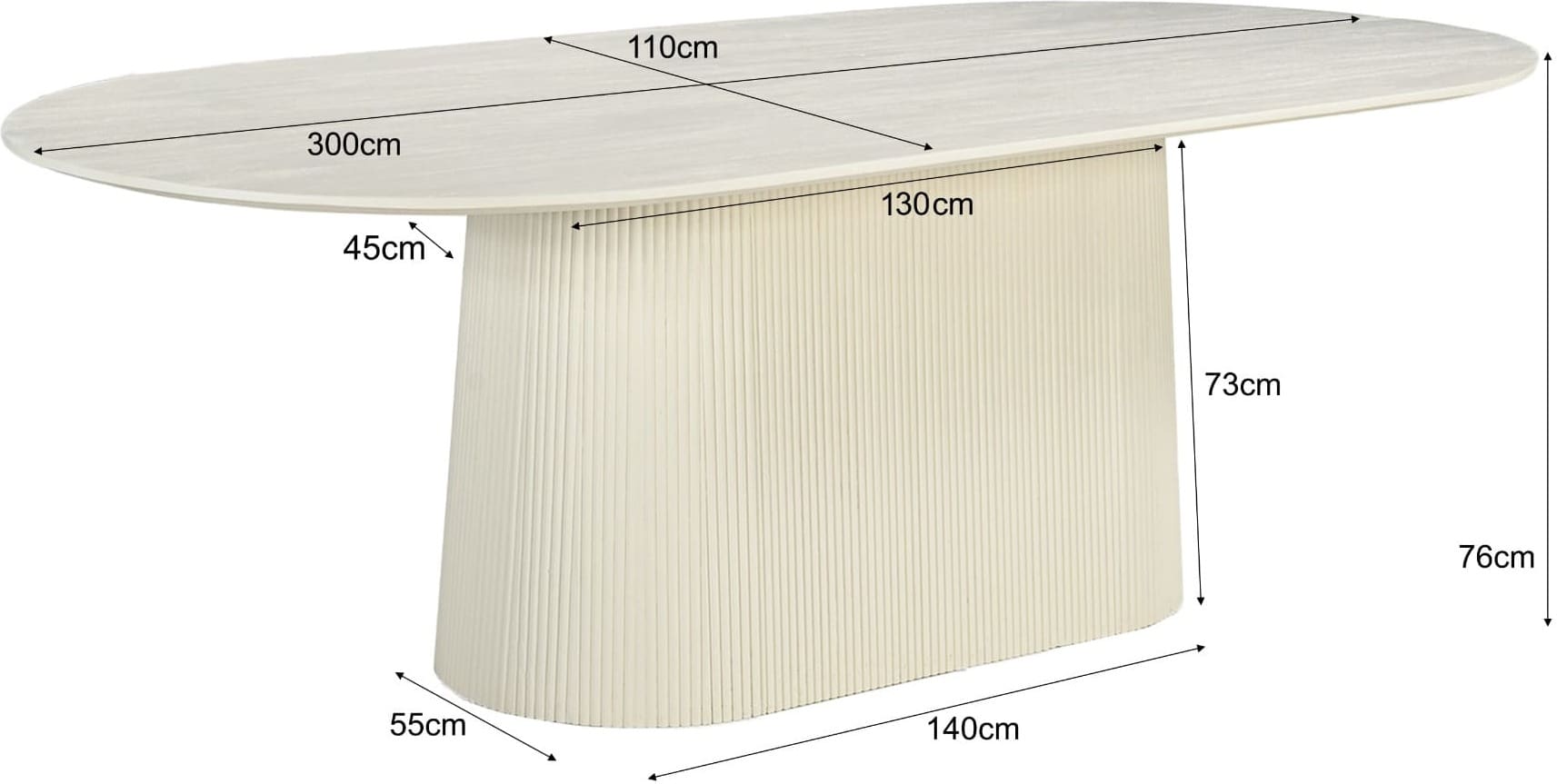 Livingfurn Eettafel Patrice 300cm Bruin|Naturel Eettafel