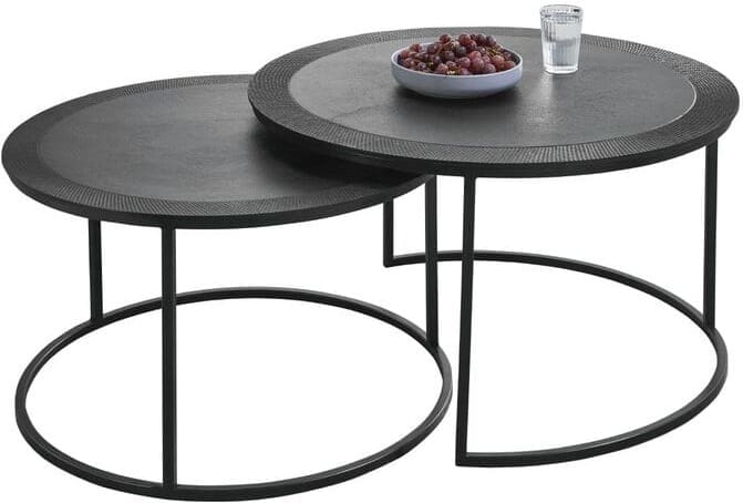 Profijt Meubel Bijzettafelset Salento black antique Zwart Bijzettafel