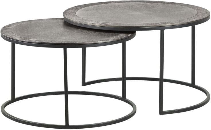 Profijt Meubel Bijzettafelset Salento silver antique Zilver|Grijs Bijzettafel