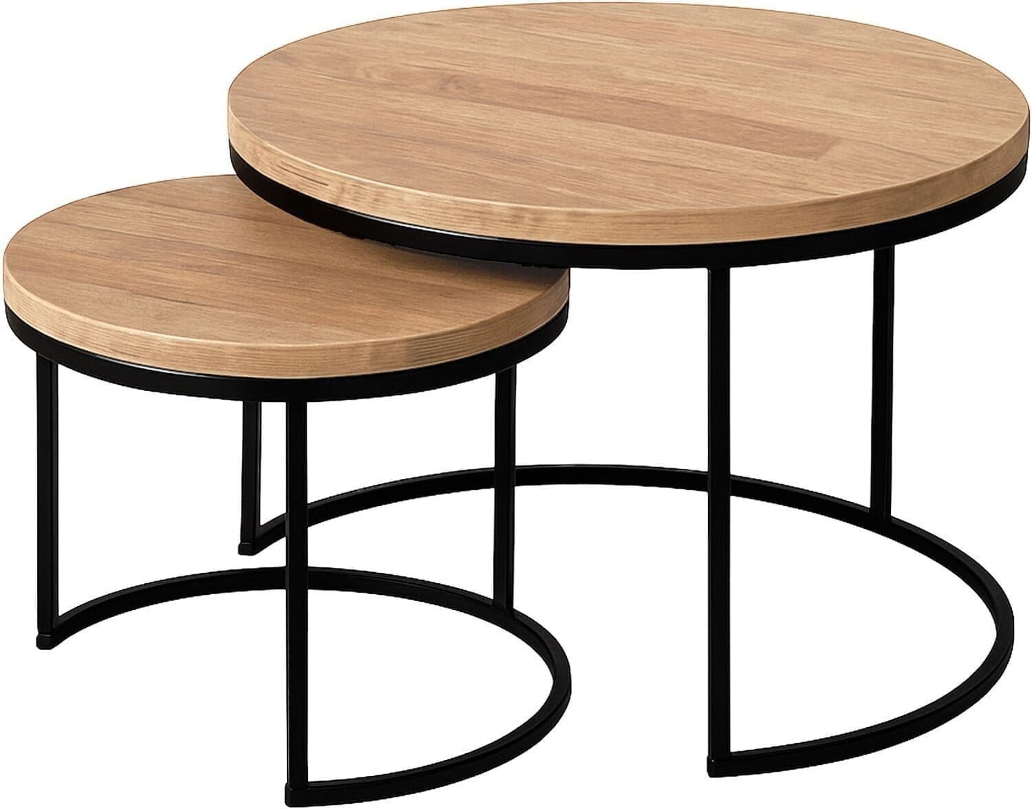 Profijt Meubel Salontafelset Esoro old teak 55 en 70 cm rond Bruin|Naturel Salontafel