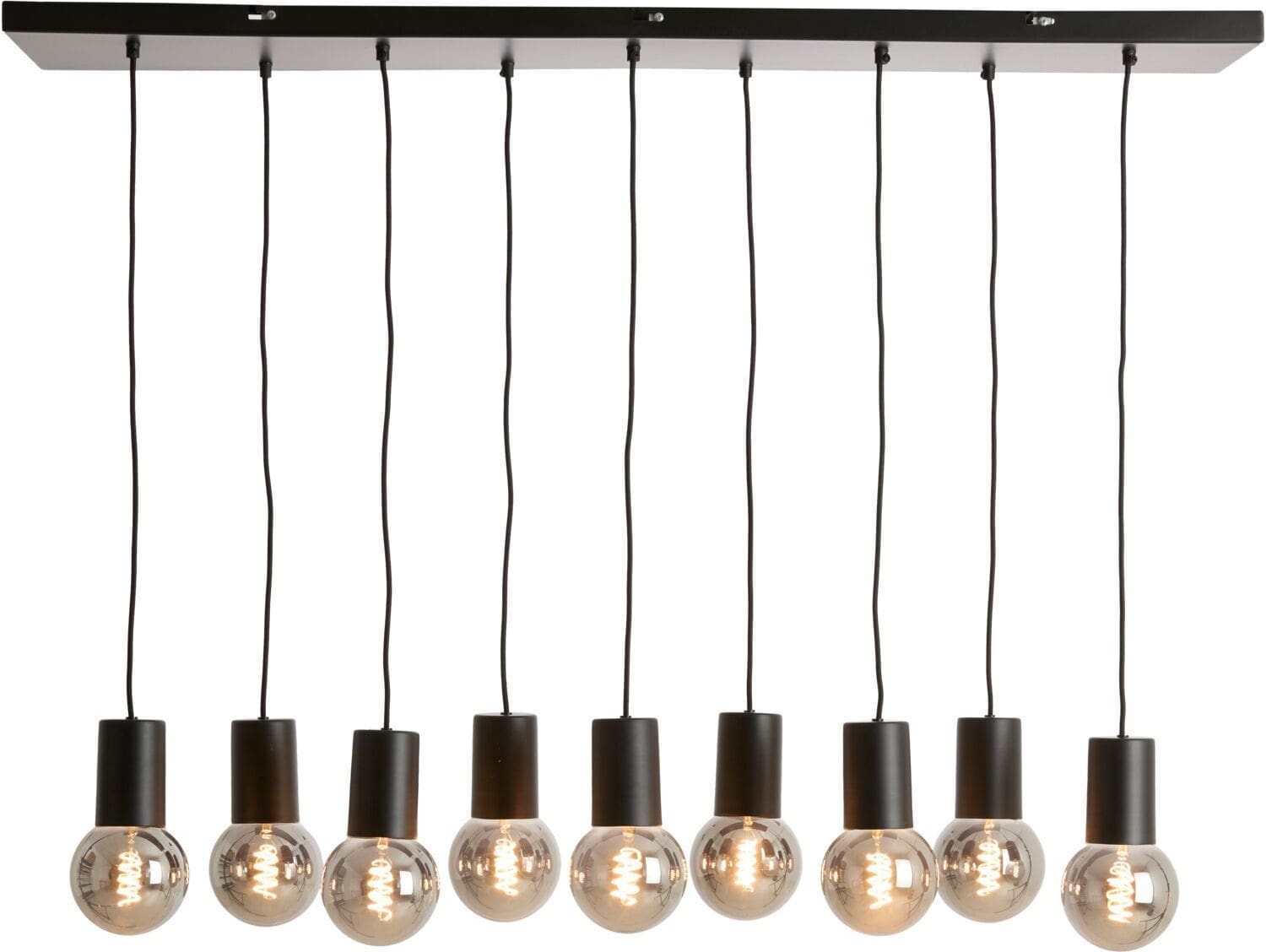 Pronto Wonen Hanglamp Trecate mat zwart 9-lichts Zwart Verlichting