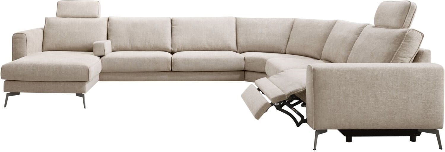 Pronto Wonen Hoekbank Linoza naturel relaxfunctie rechts premium comfort Naturel Bank