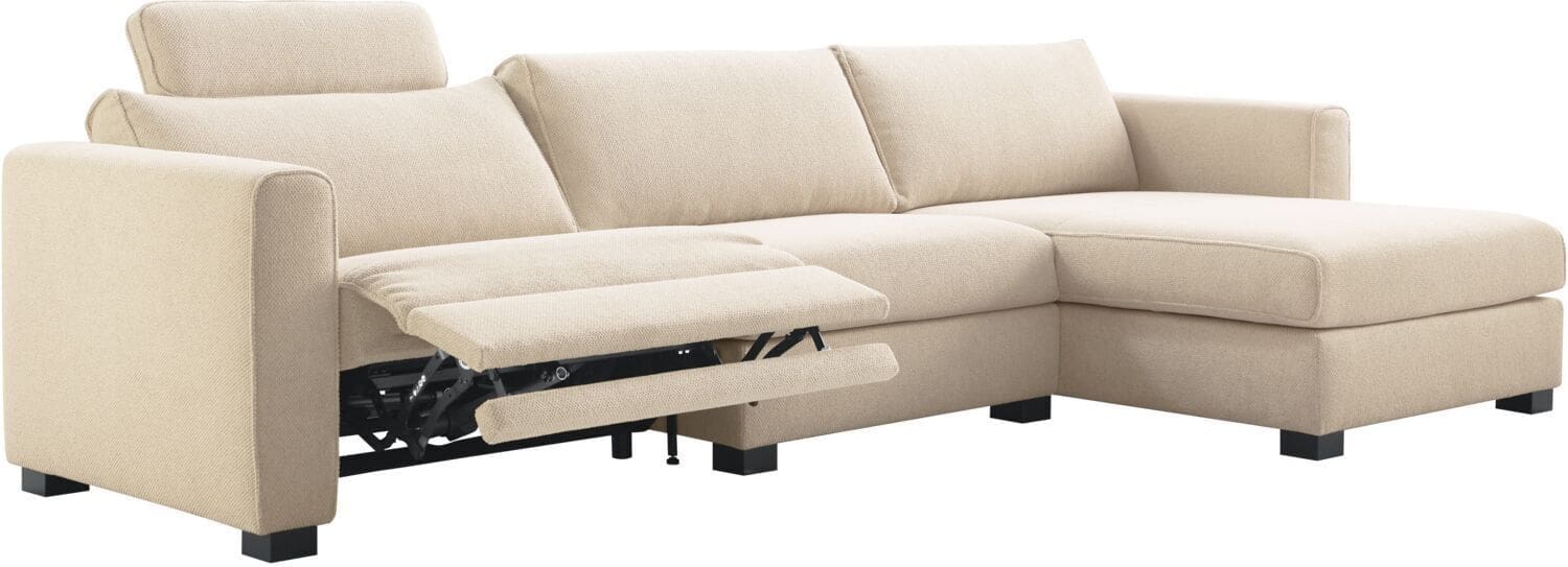 Pronto Wonen Hoekbank rechts Licato naturel relaxfunctie premium comfort Naturel Bank