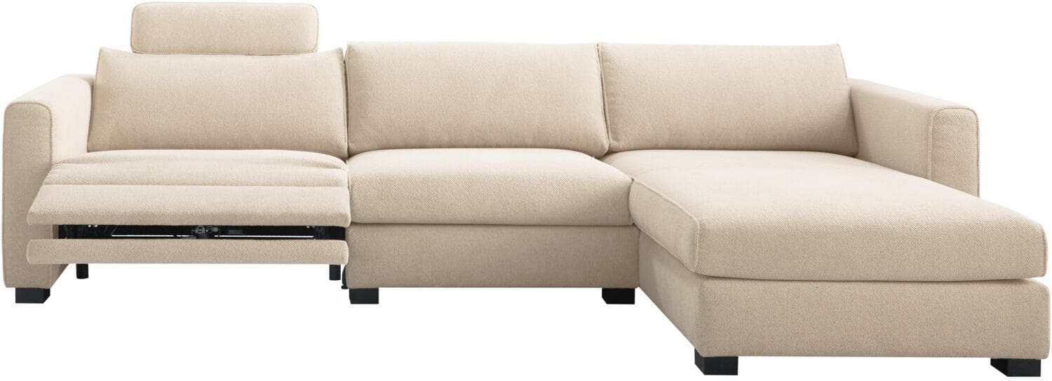 Pronto Wonen Hoekbank rechts Licato naturel relaxfunctie premium comfort Naturel Bank
