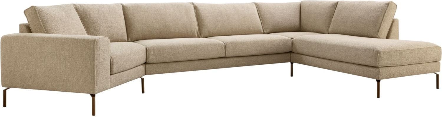 Pronto Wonen Hoekbank rechts Linoza taupe supreme comfort Taupe Bank