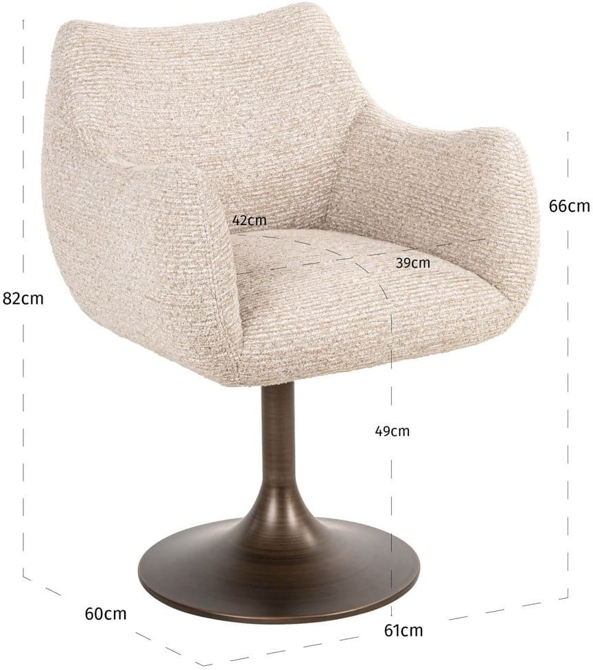 Richmond Interiors Eetkamerstoel Aldo brown tweed swivel Bruin Eetkamerstoel