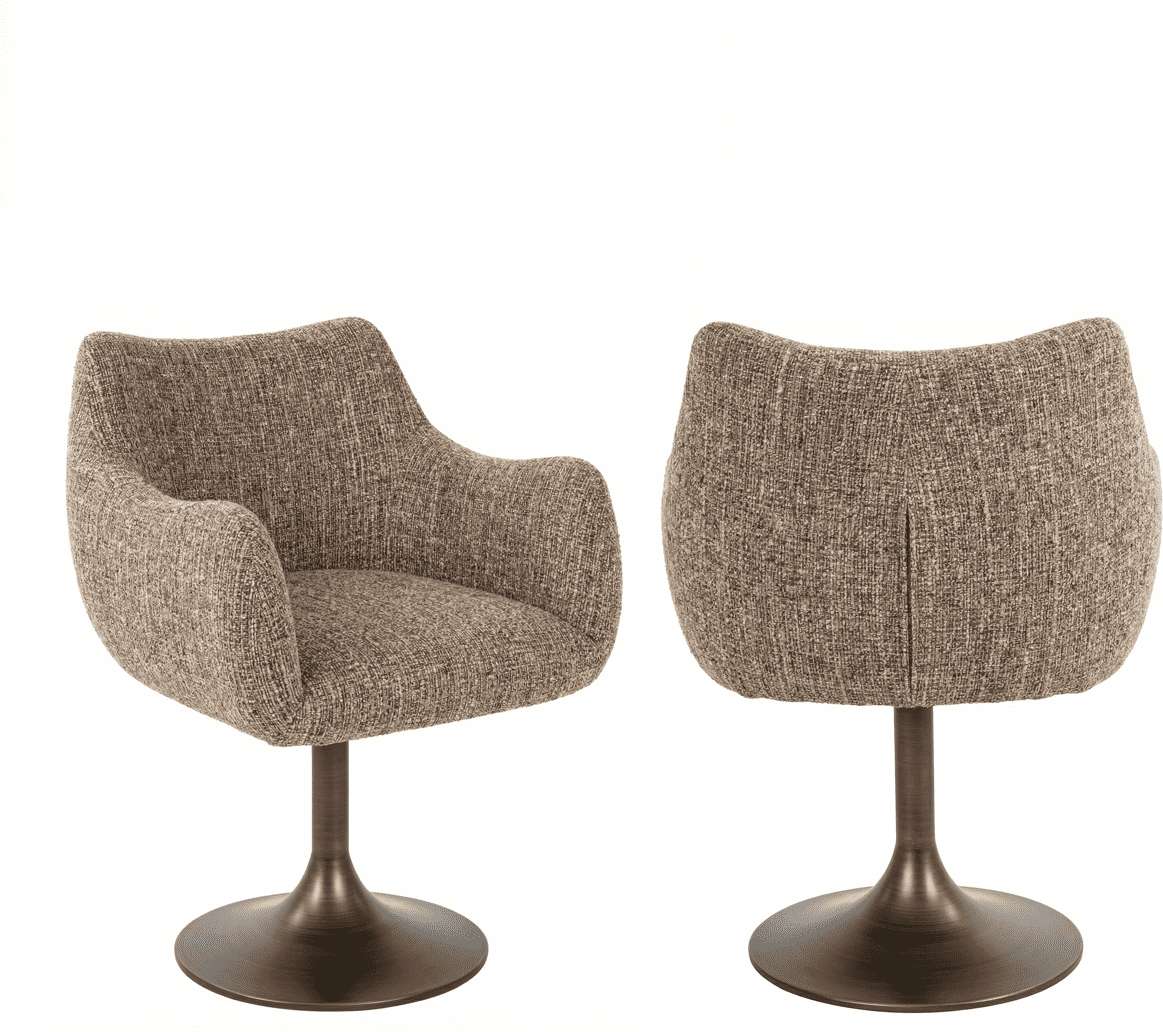 Richmond Interiors Eetkamerstoel Aldo brown tweed swivel Bruin Eetkamerstoel