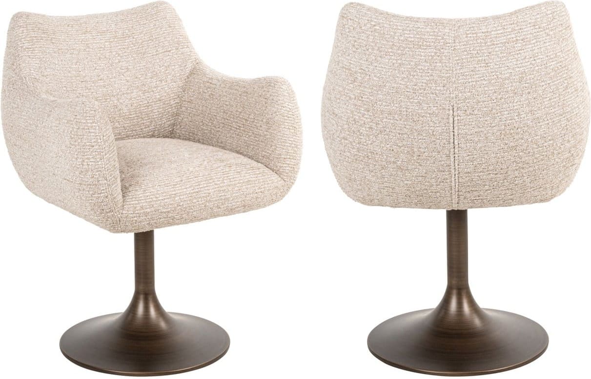 Richmond Interiors Eetkamerstoel Aldo natural linear swivel Beige Eetkamerstoel