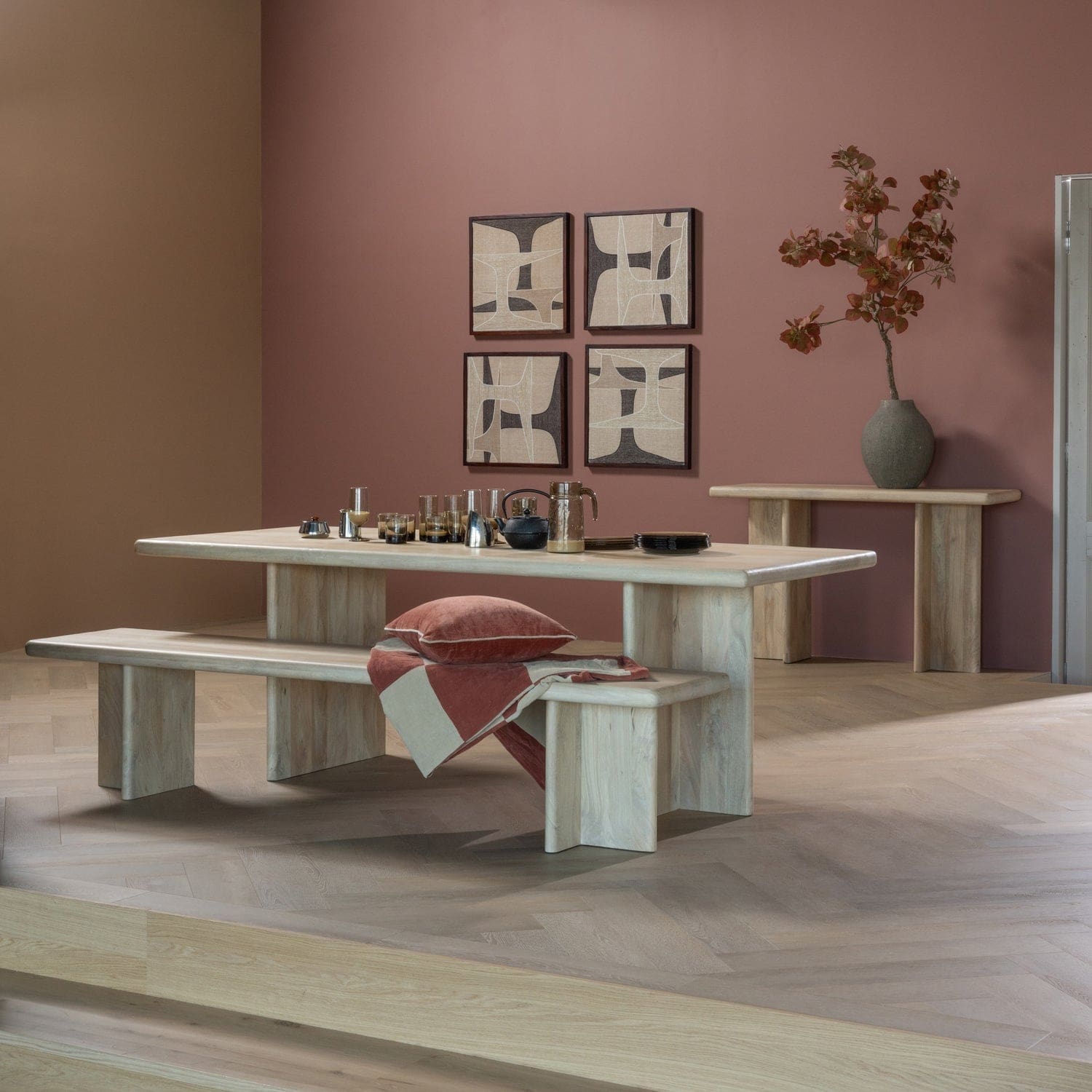 WOOOD Ato eettafel 220x90cm mangohout naturel Naturel