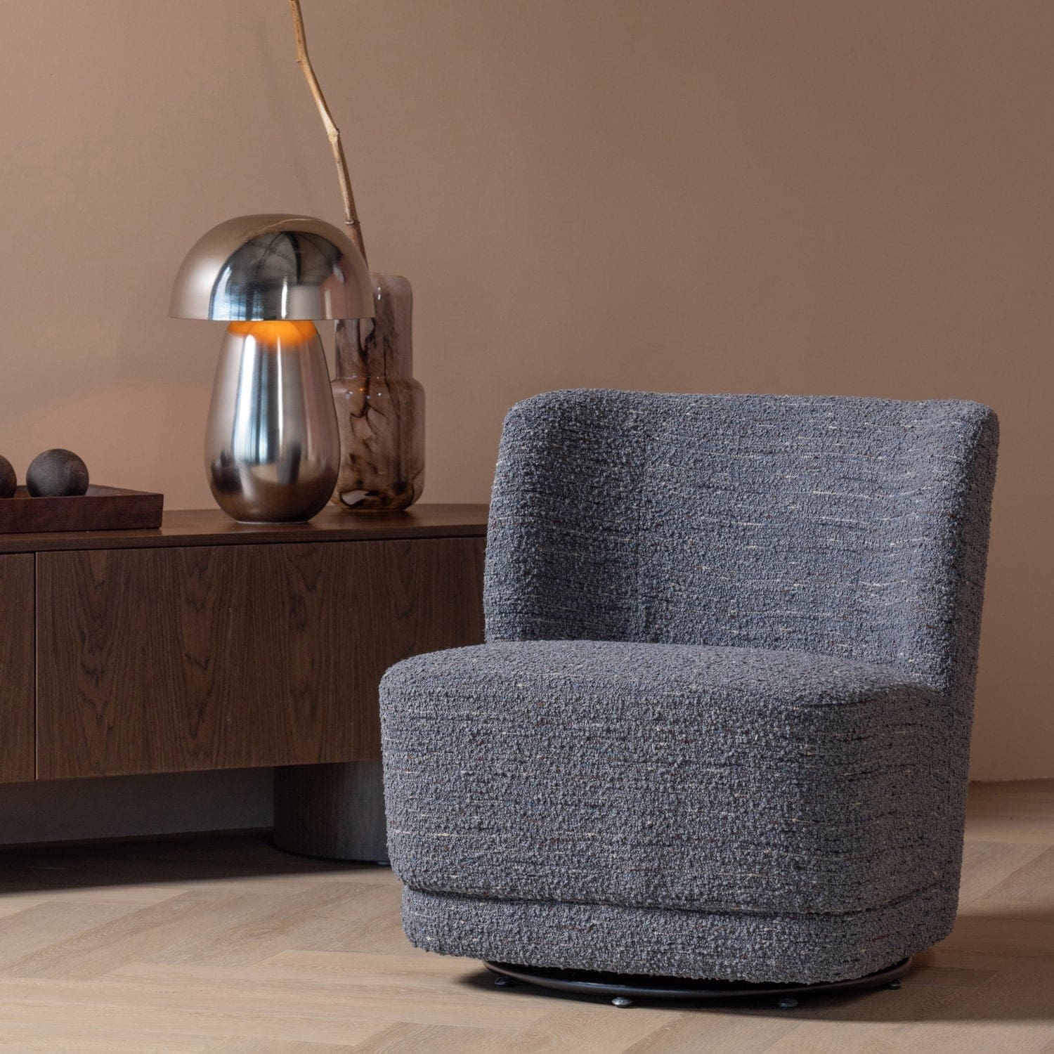 WOOOD Atty draaifauteuil grove melange grijs Grijs melange Draaifauteuil