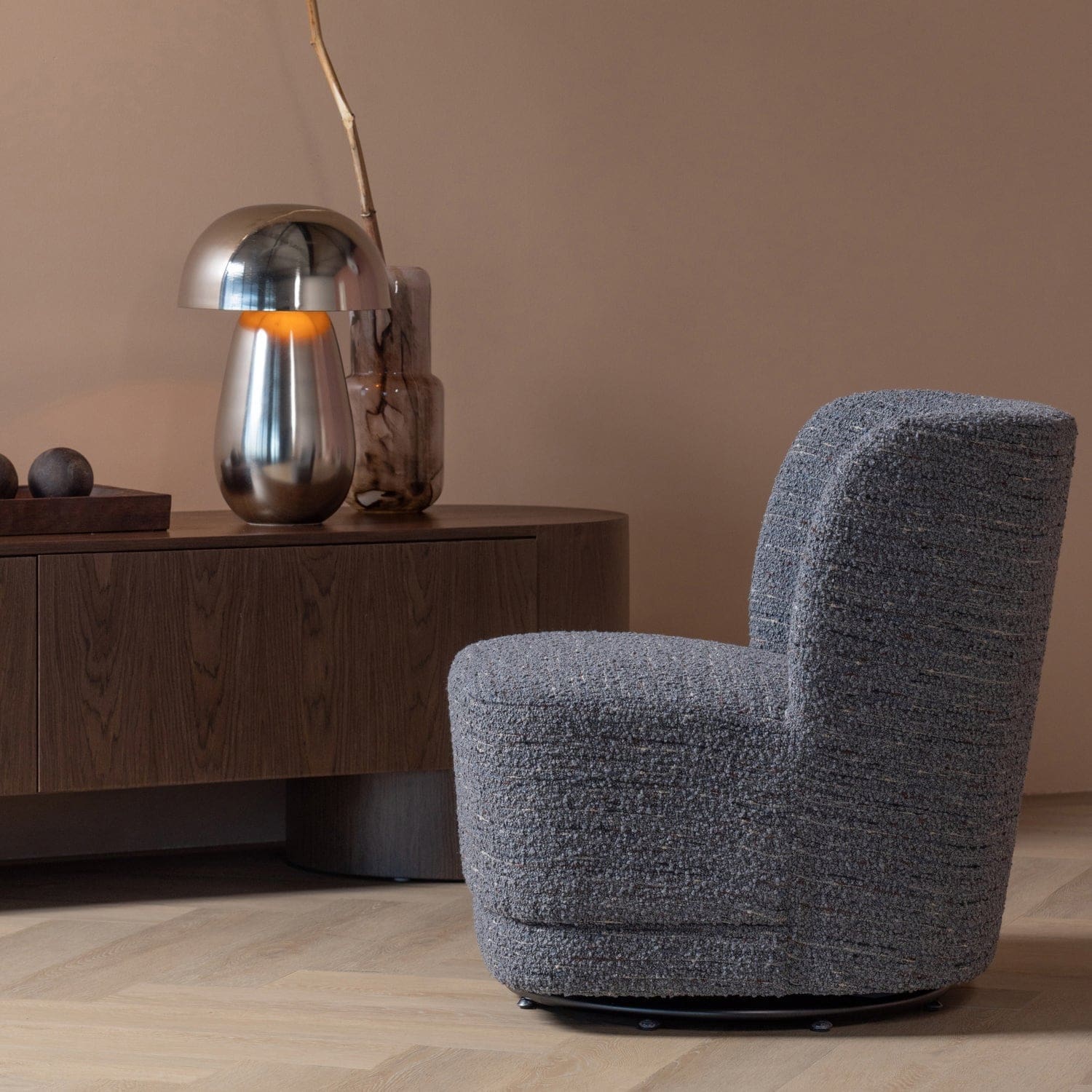 WOOOD Atty draaifauteuil grove melange grijs Grijs melange Draaifauteuil