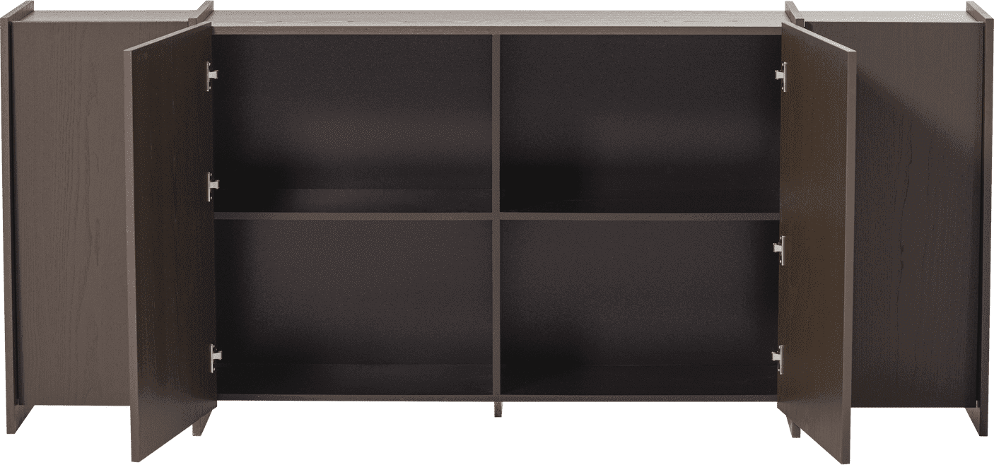 WOOOD Brock dressoir 200cm essen fineer middenbruin Middenbruin Dressoir|Kast