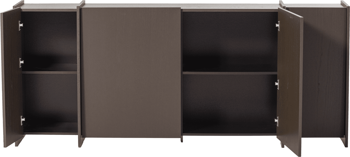 WOOOD Brock dressoir 200cm essen fineer middenbruin Middenbruin Dressoir|Kast