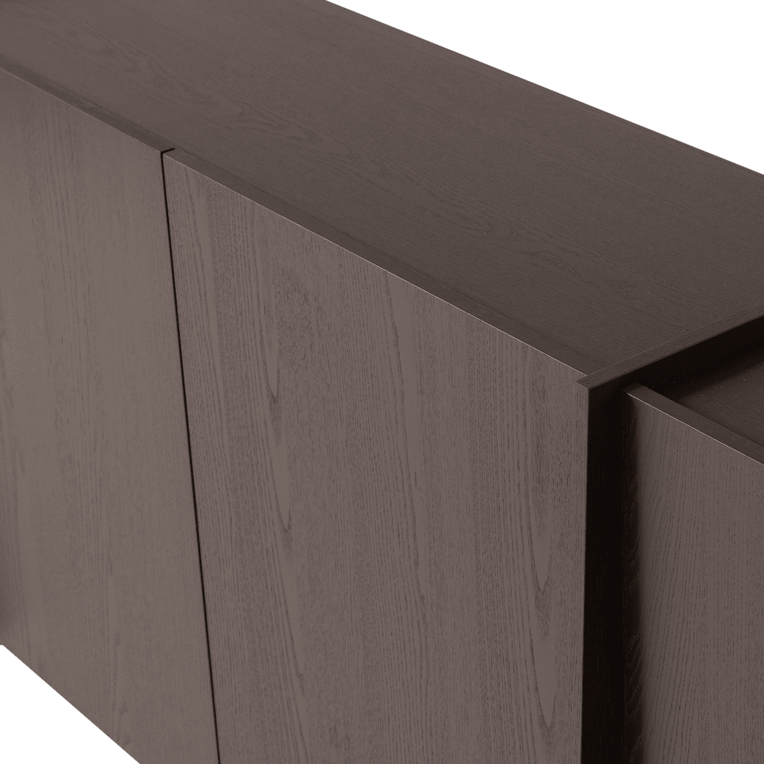 WOOOD Brock dressoir 200cm essen fineer middenbruin Middenbruin Dressoir|Kast