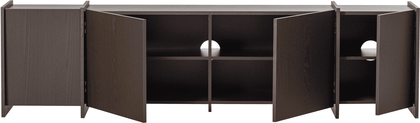 WOOOD Brock tv meubel 200cm essen fineer middenbruin Middenbruin Tv-meubel|Tv-dressoir