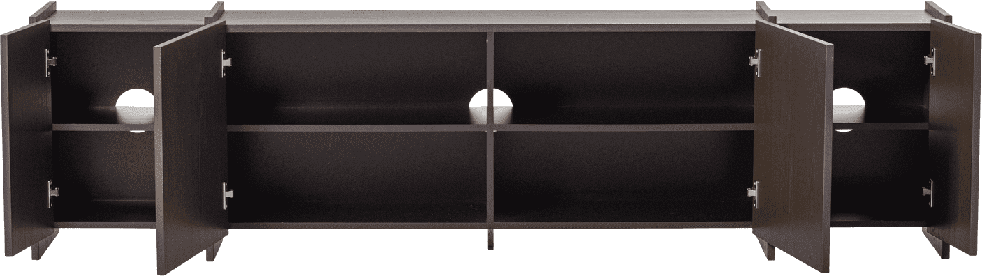 WOOOD Brock tv meubel 200cm essen fineer middenbruin Middenbruin Tv-meubel|Tv-dressoir