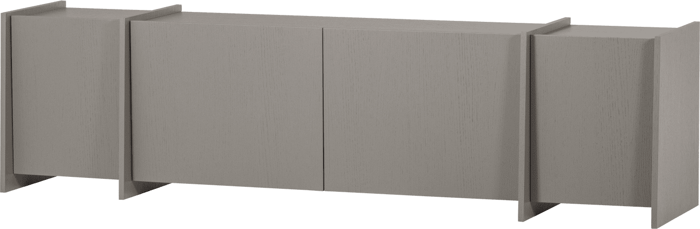 WOOOD Brock tv meubel 200cm essen fineer warmgrijs Warmgrijs Tv-meubel|Tv-dressoir