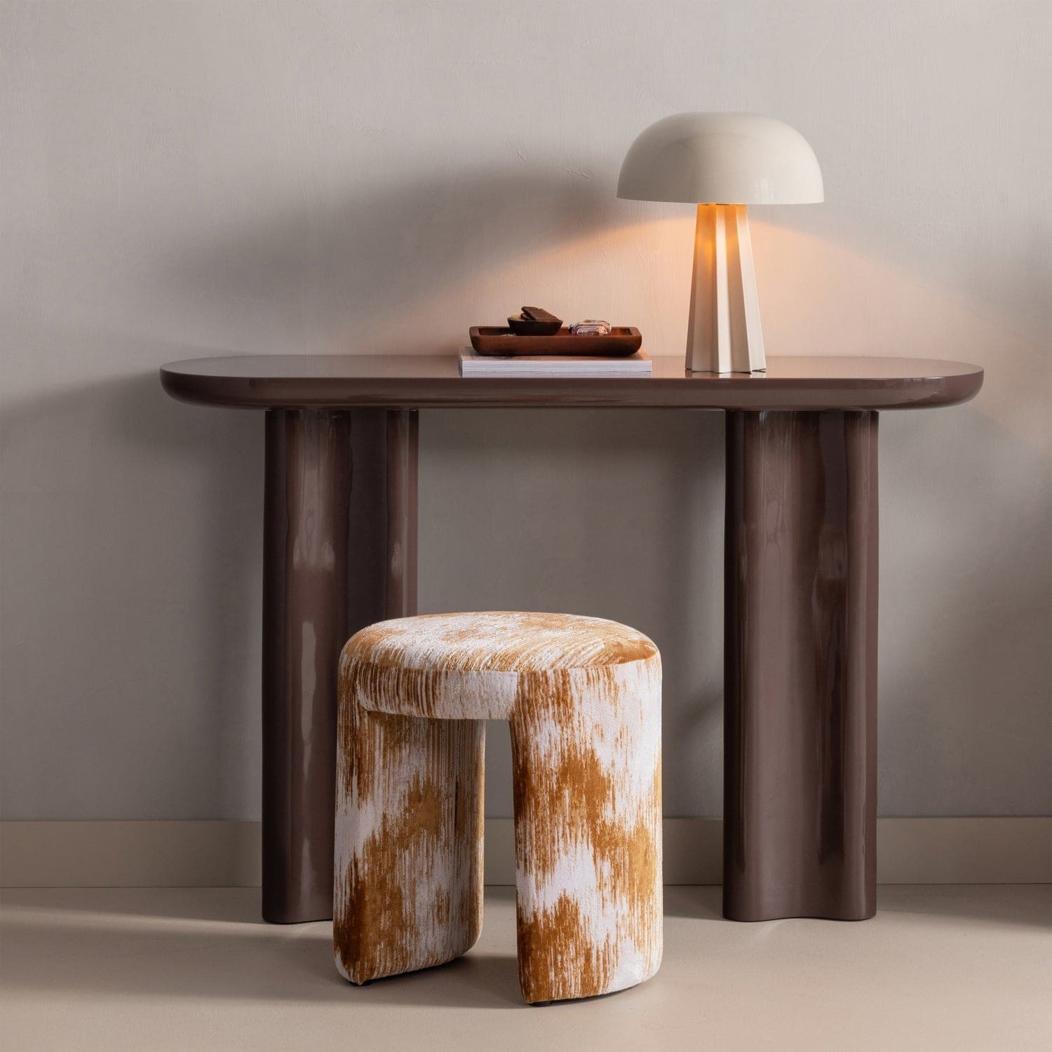 WOOOD Evara sidetable hout hoogglans donkerbruin Donkerbruin Wandtafel