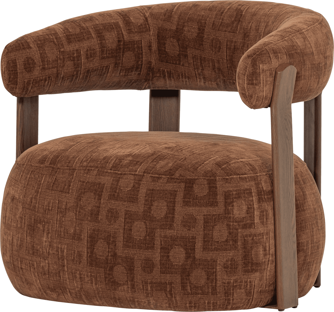 WOOOD Foon fauteuil 3d structuurstof bruin Bruin Fauteuil