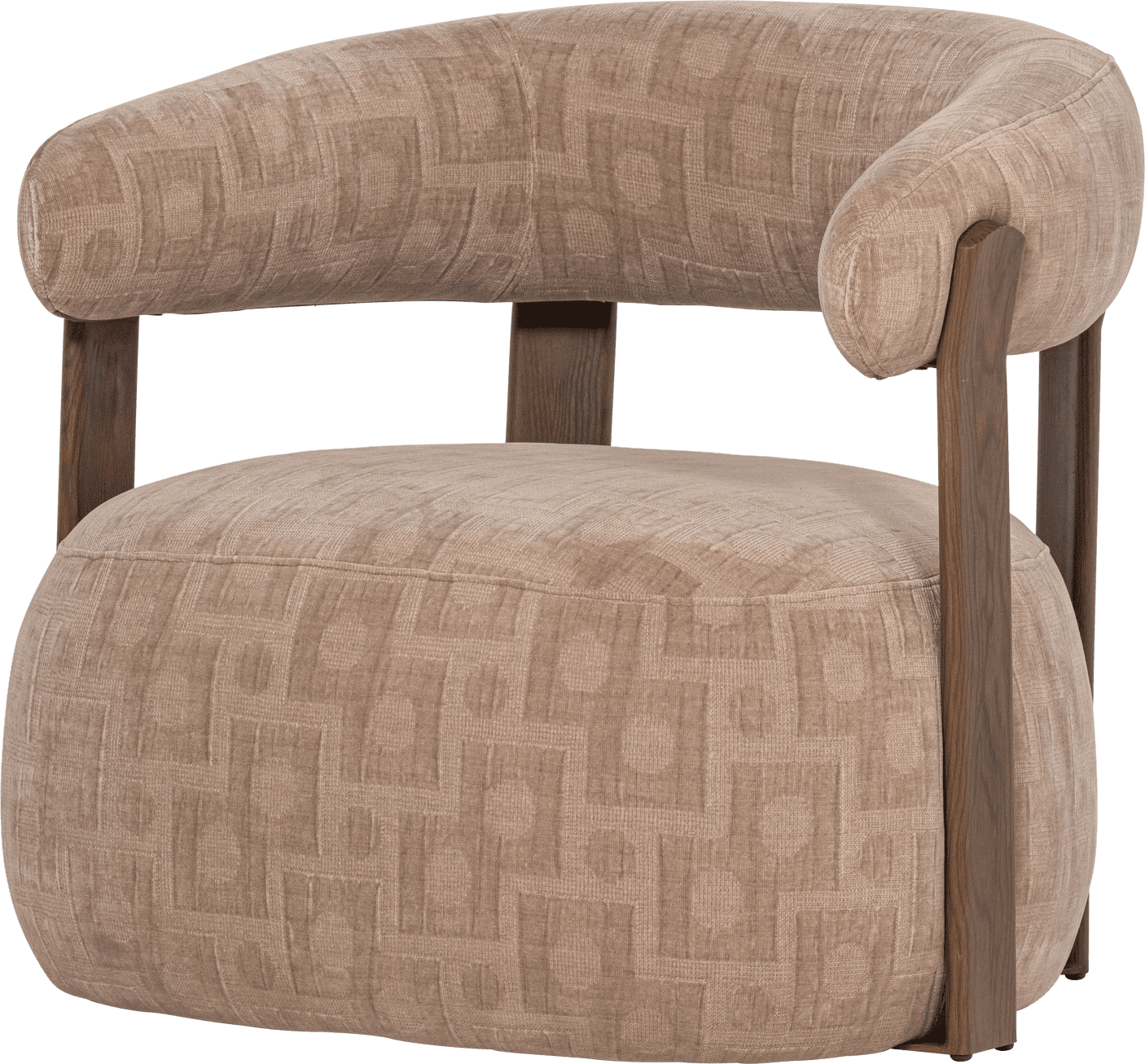 WOOOD Foon fauteuil 3d structuurstof zand Bruin|Beige Fauteuil