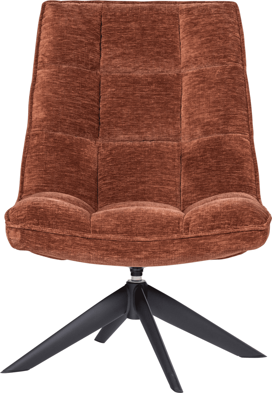 WOOOD Jouke draaifauteuil chenille structuur roestbruin Roestbruin Draaifauteuil
