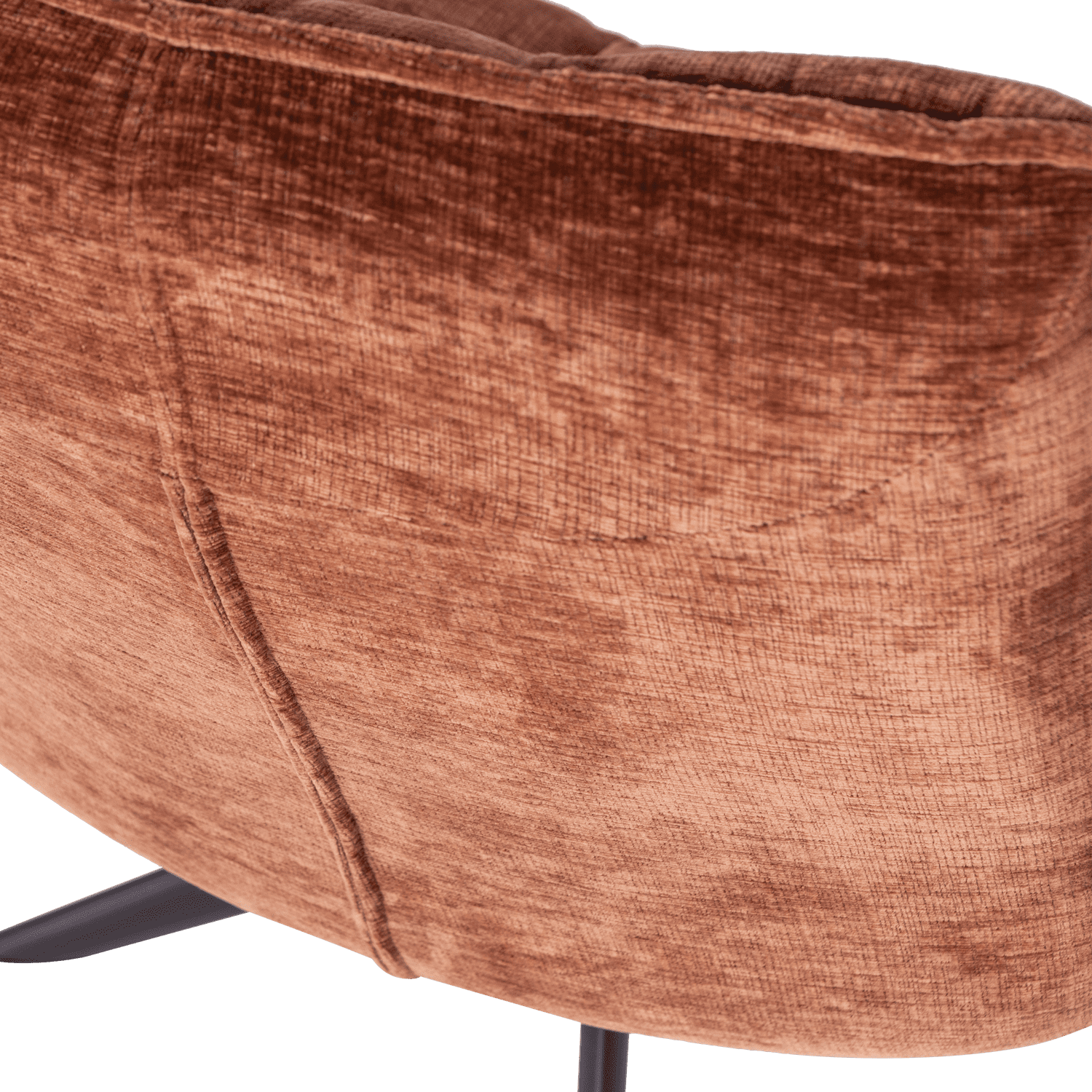 WOOOD Jouke draaifauteuil chenille structuur roestbruin Roestbruin Draaifauteuil