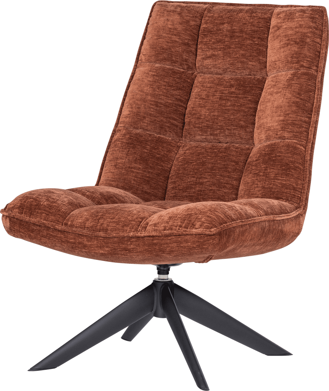 WOOOD Jouke draaifauteuil chenille structuur roestbruin Roestbruin Draaifauteuil