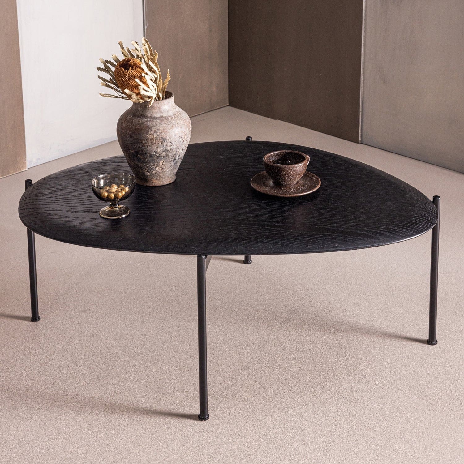 WOOOD Kota salontafel 36x92x68cm mdf/fineer zwart Zwart Salontafel