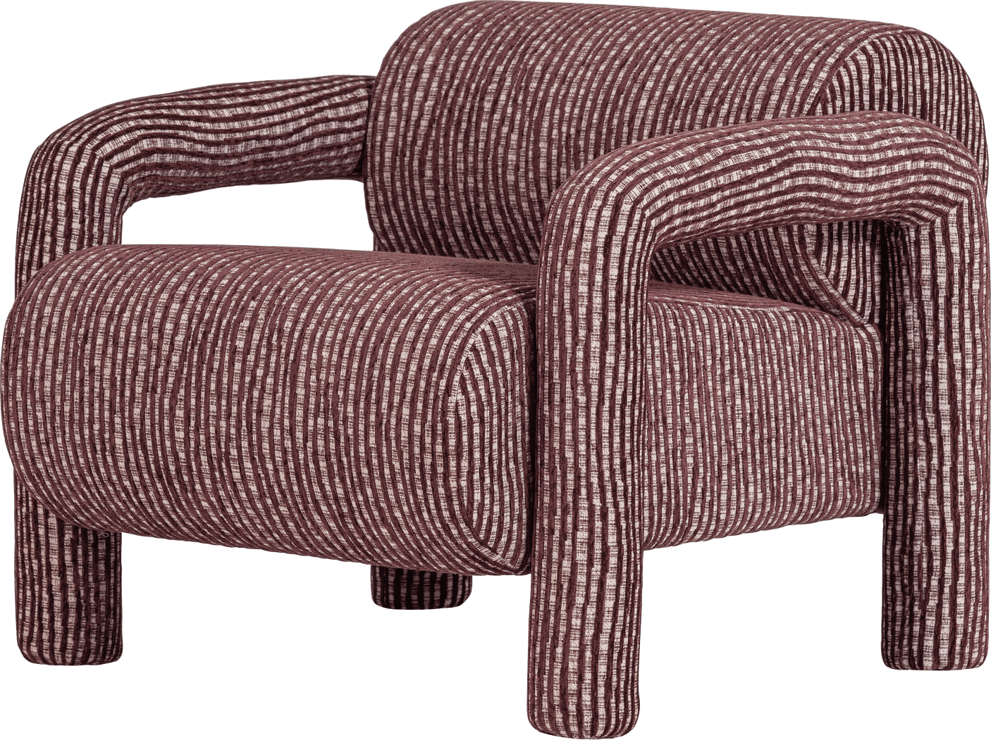 WOOOD Lenny fauteuil met dessin bordeauxrood Bordeaux Fauteuil