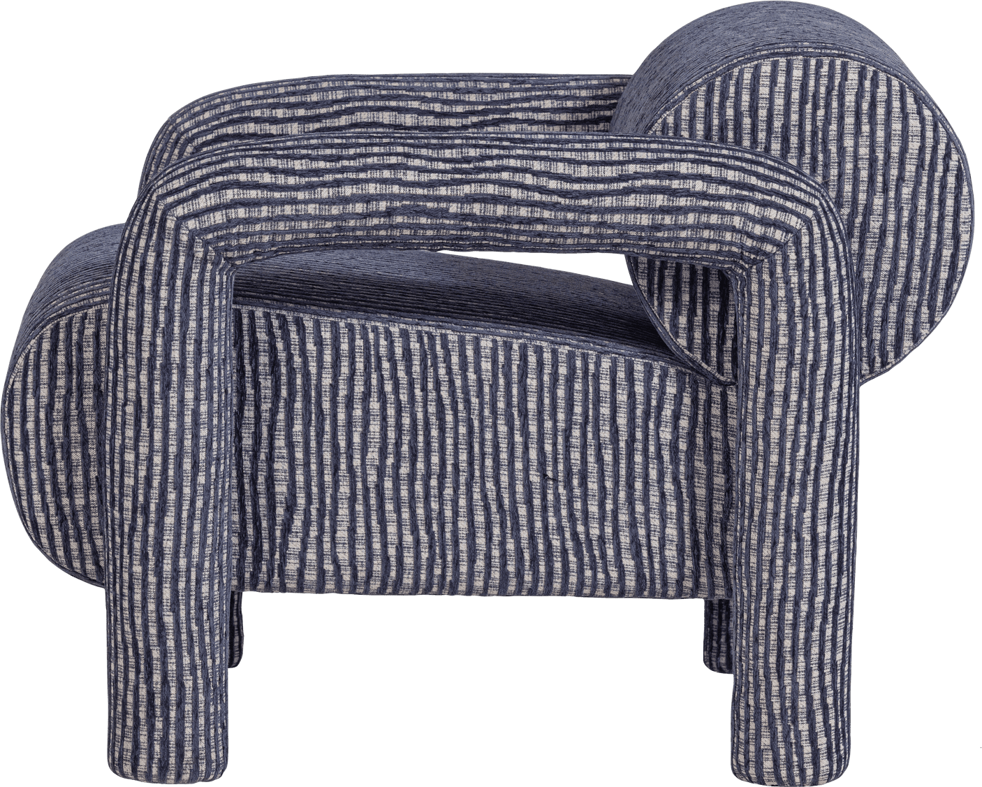 WOOOD Lenny fauteuil met dessin grijsblauw Grijs/blauw Fauteuil