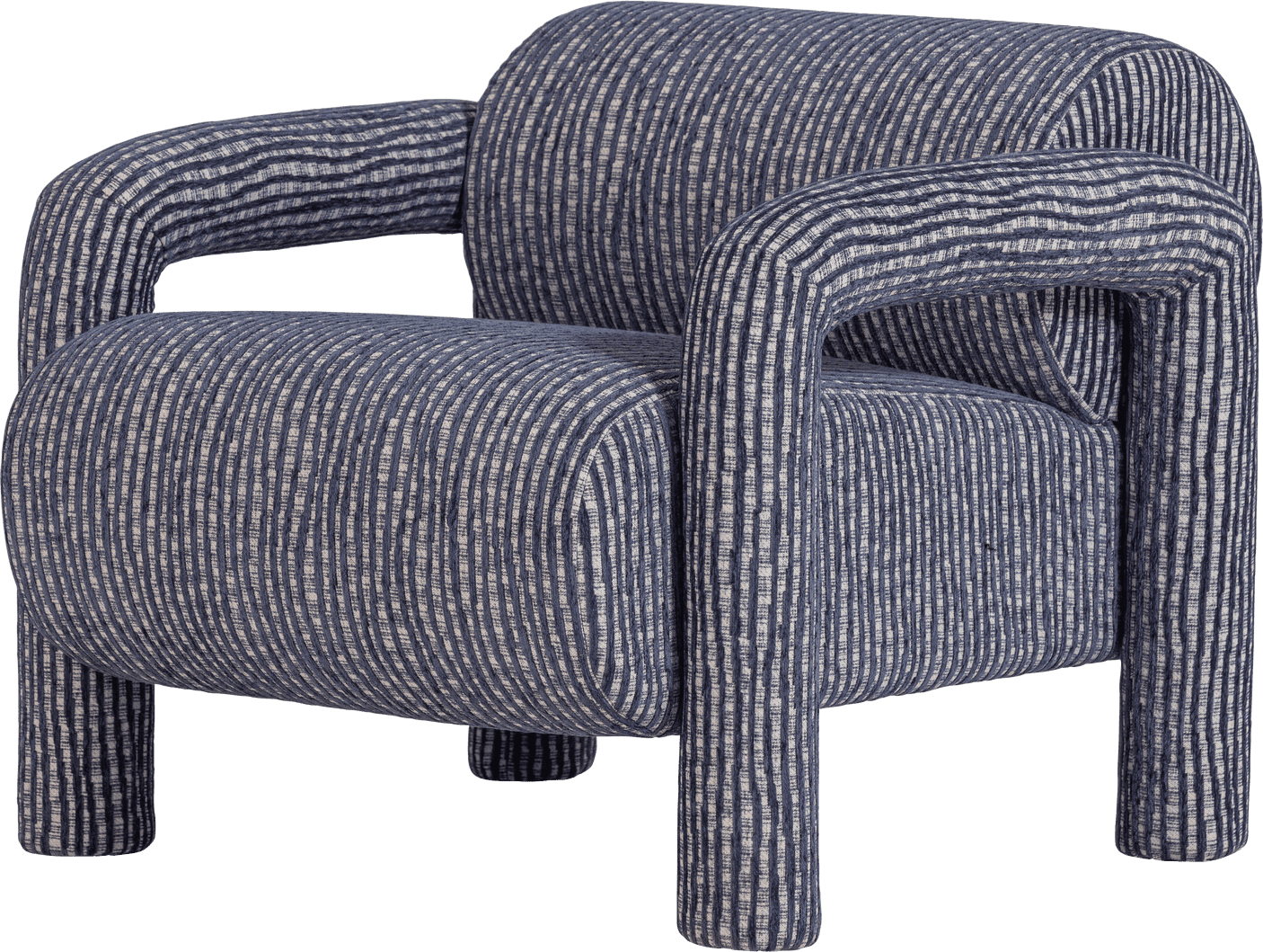 WOOOD Lenny fauteuil met dessin grijsblauw Grijs/blauw Fauteuil