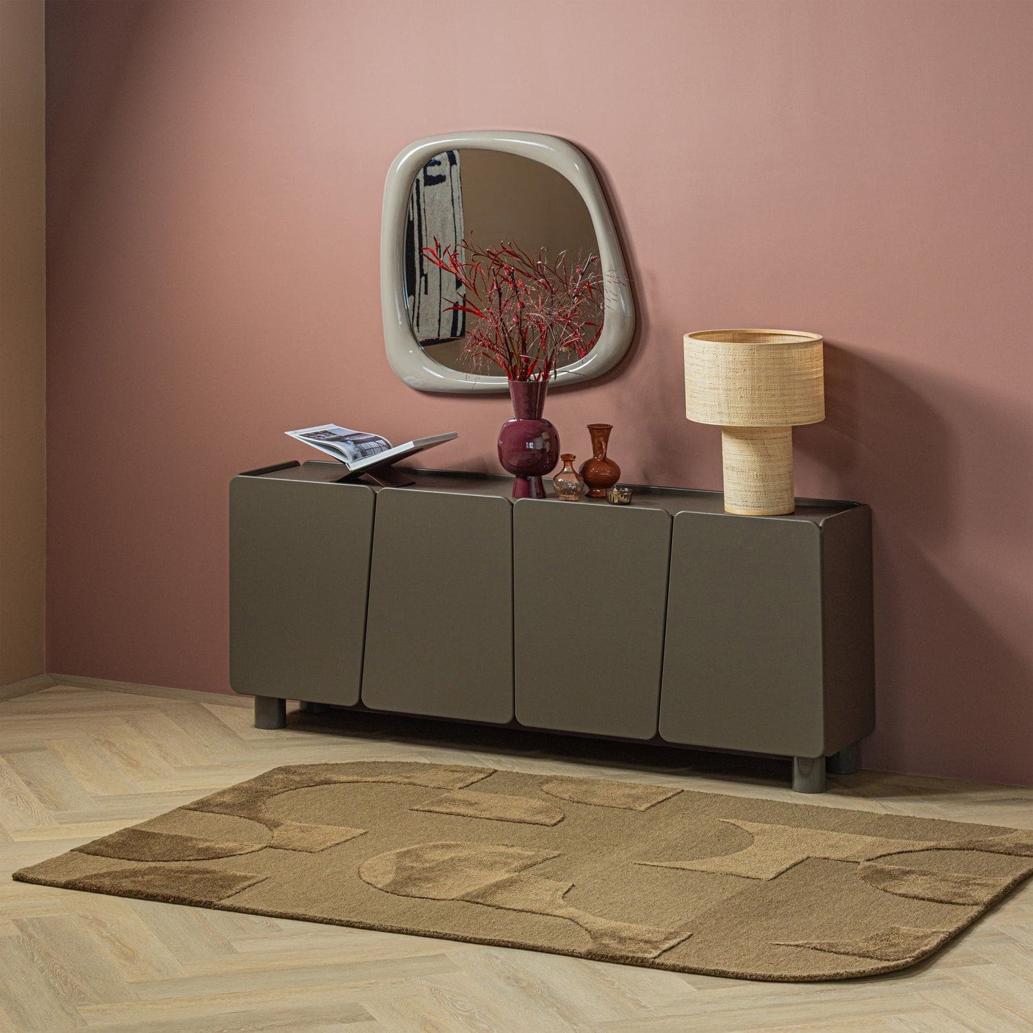 WOOOD Livo vloerkleed viscose/wol bruin 170x240cm Bruin Vloerkleed
