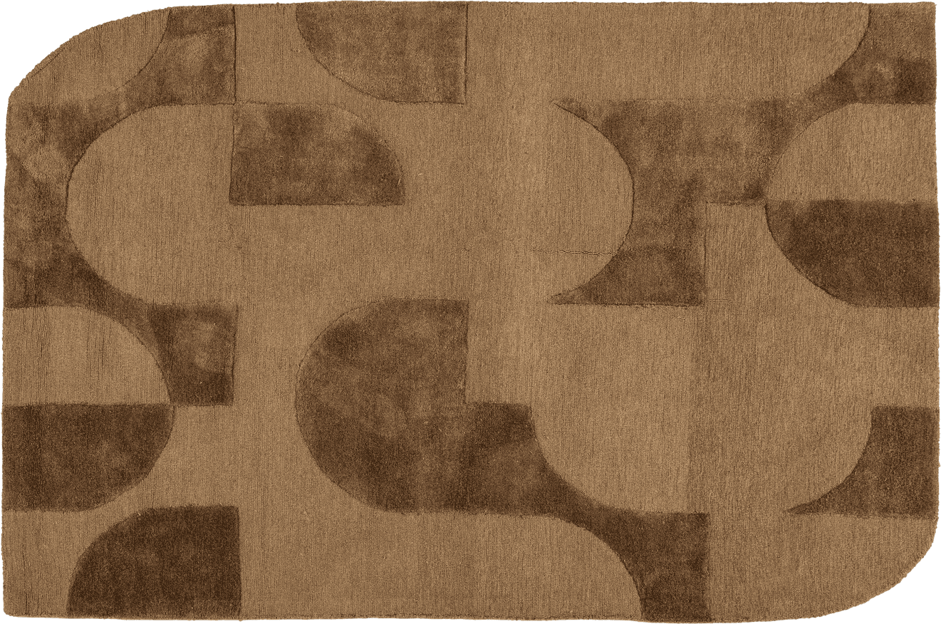 WOOOD Livo vloerkleed viscose/wol bruin 170x240cm Bruin Vloerkleed