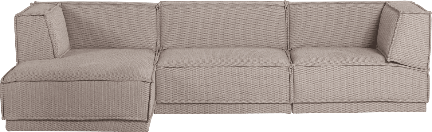 WOOOD Manu chaise longue links grove chenille naturel Naturel Modulaire banken