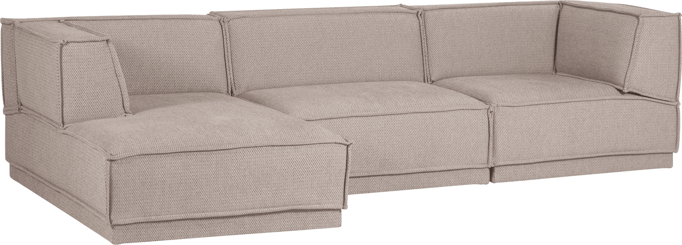 WOOOD Manu chaise longue links grove chenille naturel Naturel Modulaire banken
