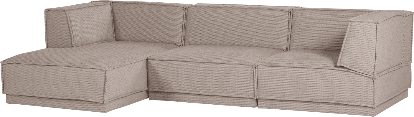 WOOOD Manu chaise longue links grove chenille naturel Naturel Modulaire banken