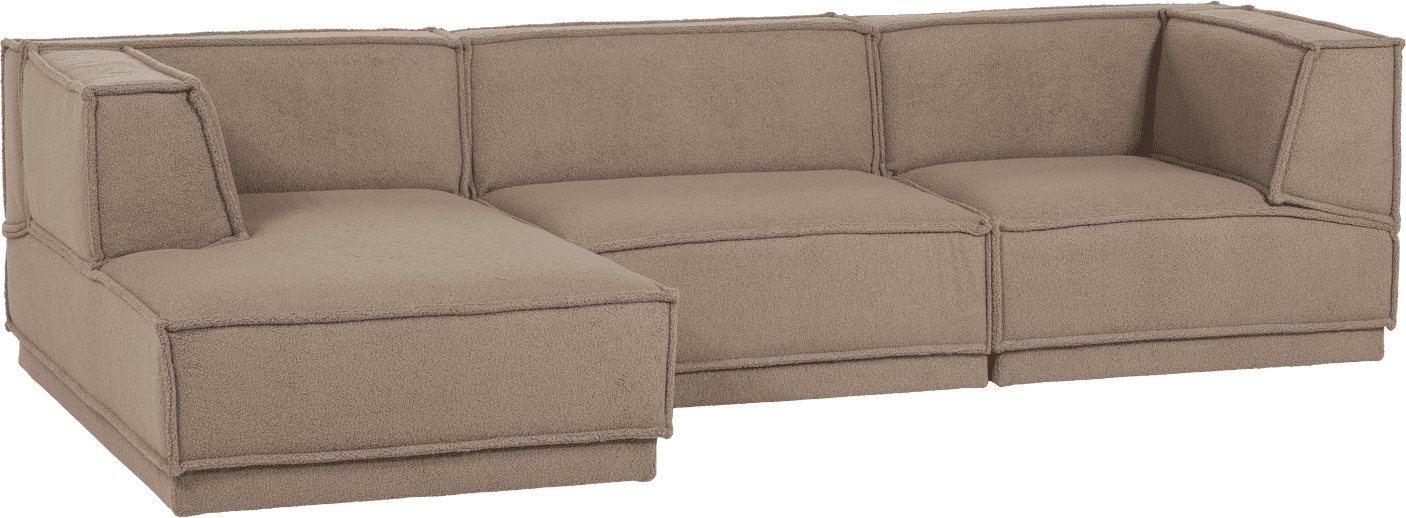 WOOOD Manu chaise longue links teddy taupe Taupe Modulaire banken