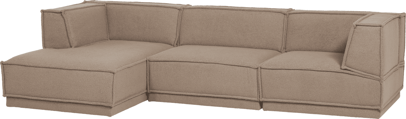 WOOOD Manu chaise longue links teddy taupe Taupe Modulaire banken
