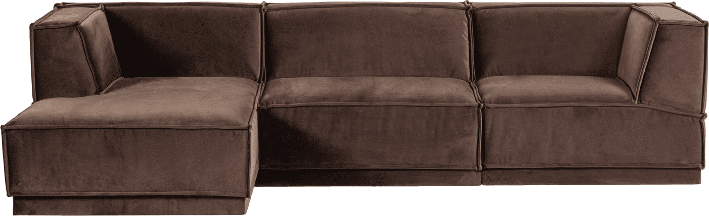 WOOOD Manu chaise longue links velvet bruin Bruin Modulaire banken