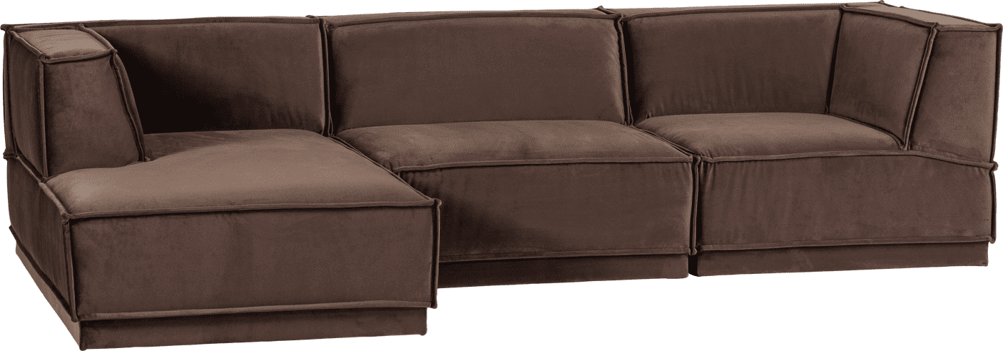 WOOOD Manu chaise longue links velvet bruin Bruin Modulaire banken