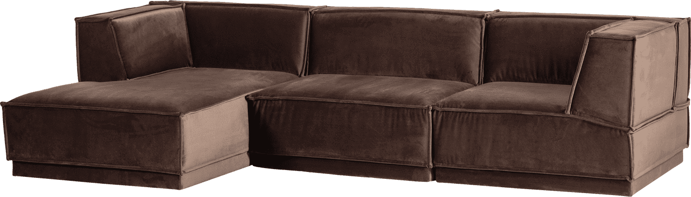 WOOOD Manu chaise longue links velvet bruin Bruin Modulaire banken