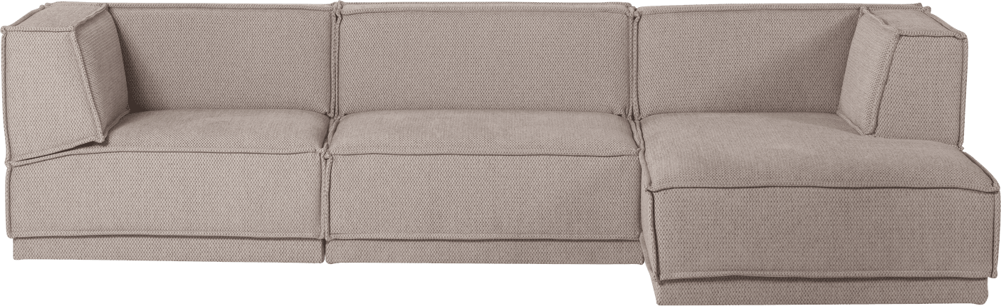 WOOOD Manu chaise longue rechts grove chenille naturel Naturel Modulaire banken