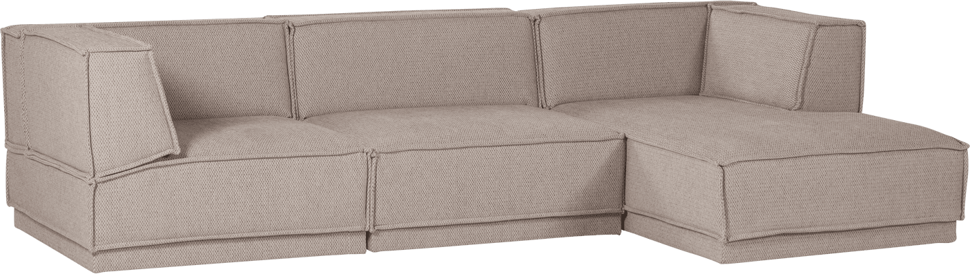 WOOOD Manu chaise longue rechts grove chenille naturel Naturel Modulaire banken