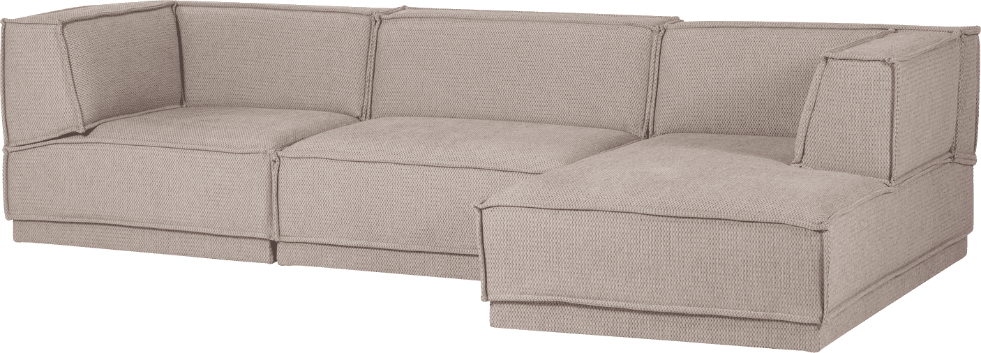 WOOOD Manu chaise longue rechts grove chenille naturel Naturel Modulaire banken