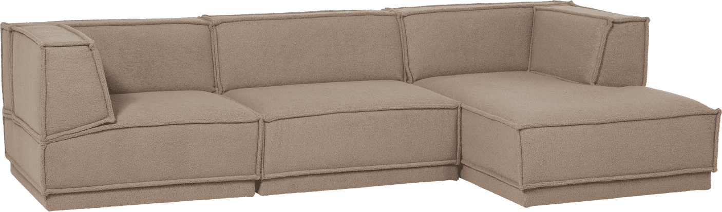 WOOOD Manu chaise longue rechts teddy taupe Taupe Modulaire banken