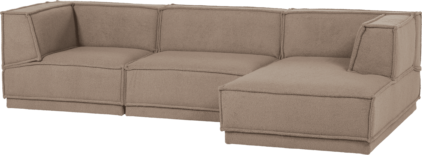 WOOOD Manu chaise longue rechts teddy taupe Taupe Modulaire banken