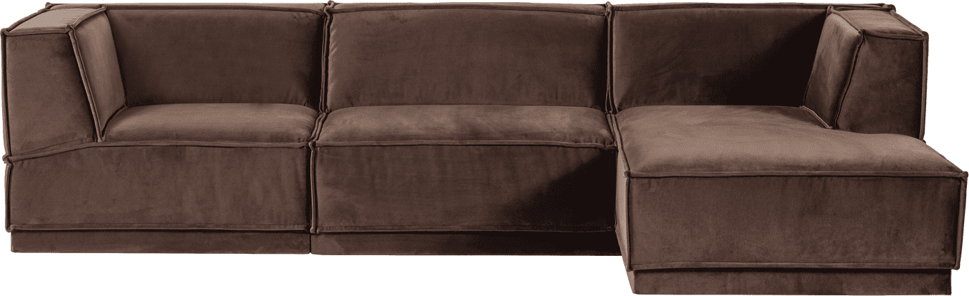 WOOOD Manu chaise longue rechts velvet bruin Bruin Modulaire banken
