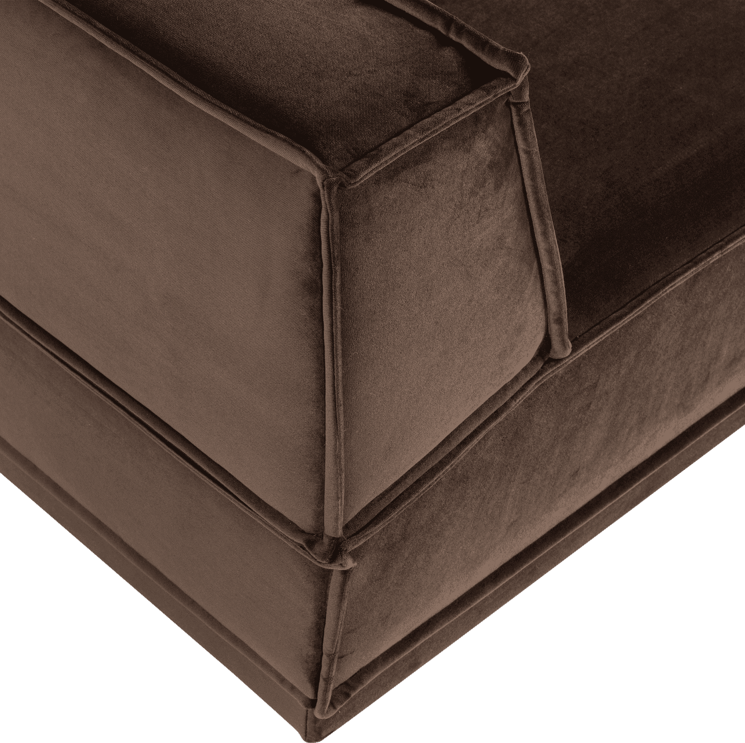 WOOOD Manu chaise longue rechts velvet bruin Bruin Modulaire banken