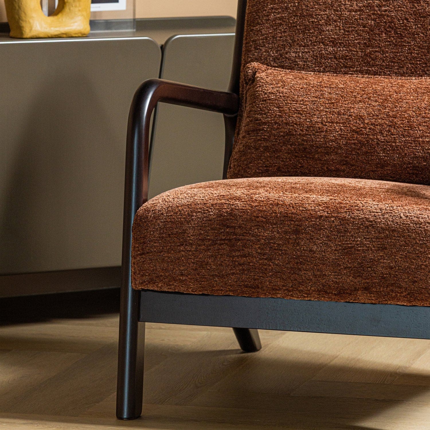 WOOOD Mark fauteuil chenille bruin Bruin Fauteuil