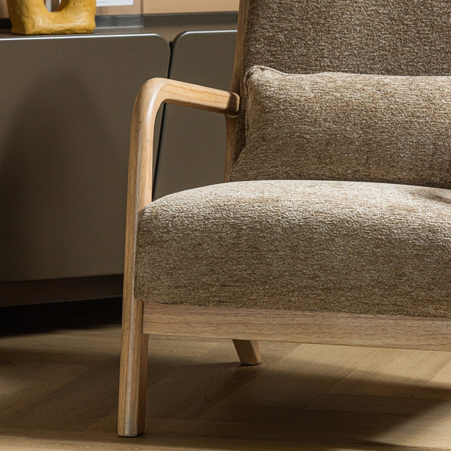WOOOD Mark fauteuil chenille zand Bruin|Beige Fauteuil